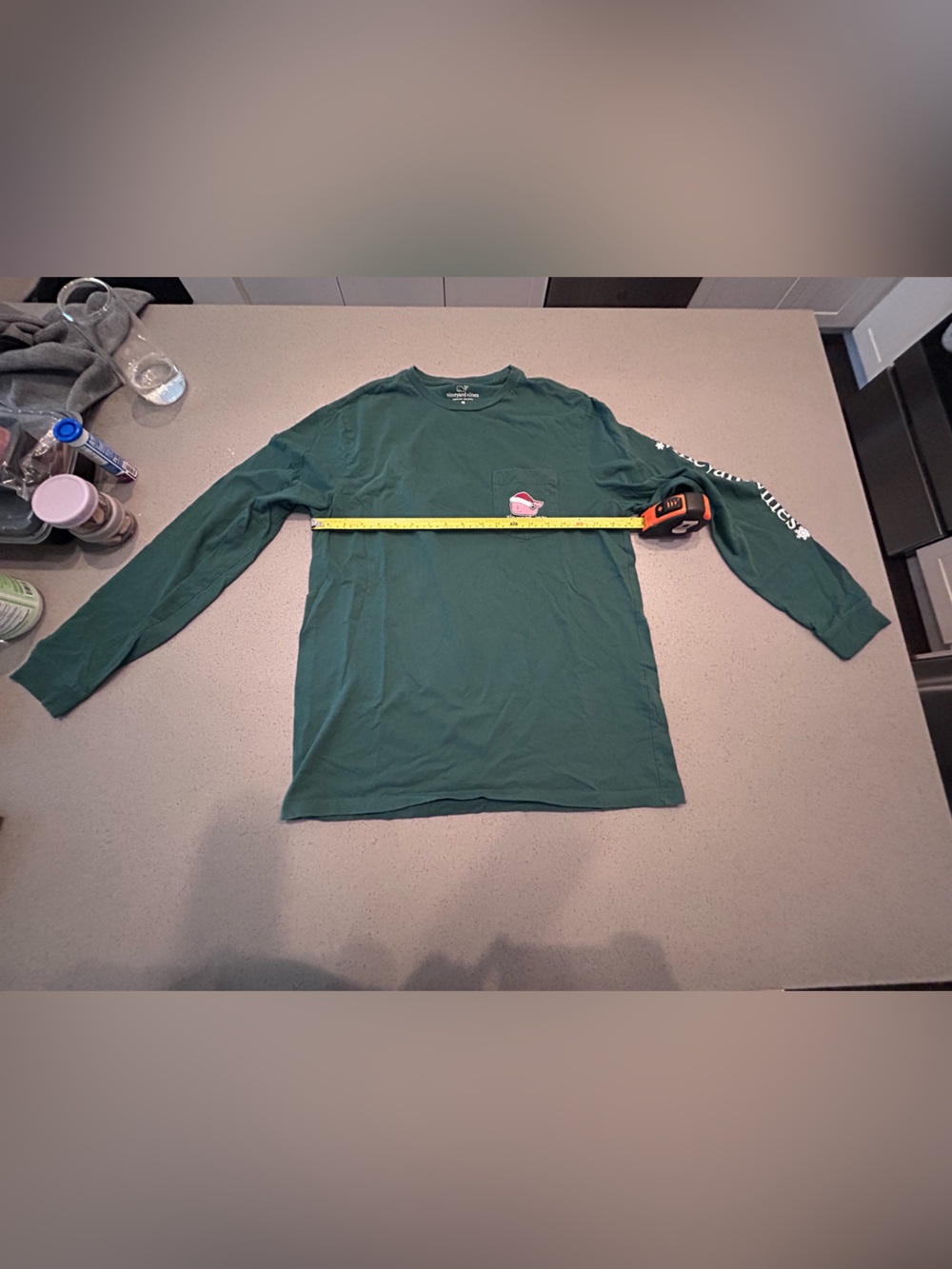 Christmas Vineyard Vines Forest Green Long Sleeve Tee with Chest Graphic